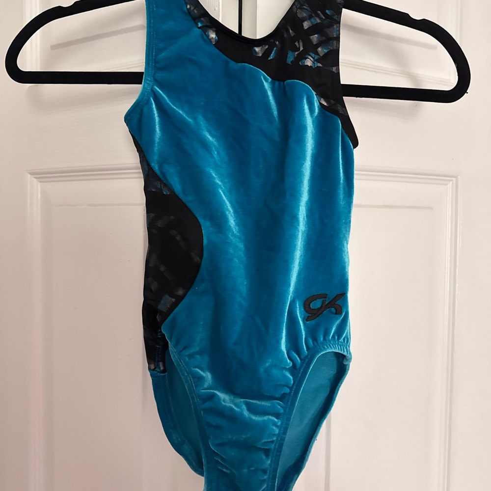 GK Blue and Black Kids Leotard